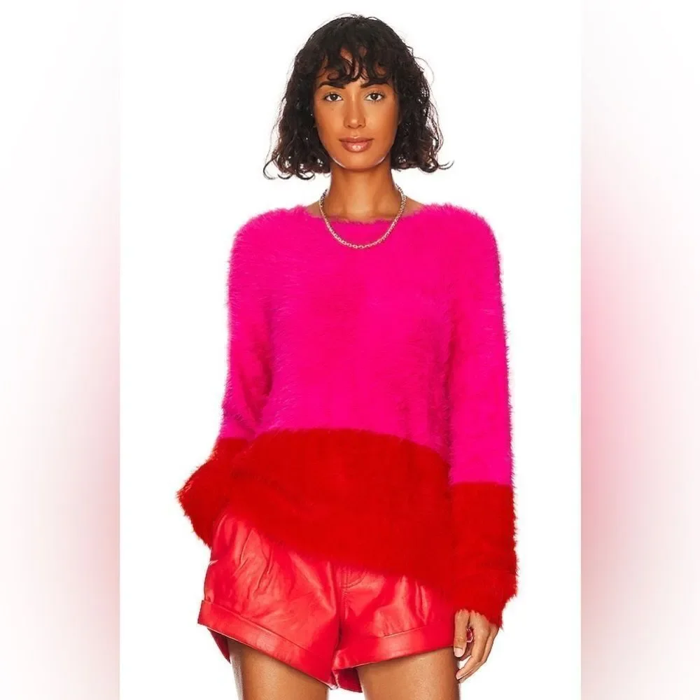 One Teaspoon Lost Signal Colour Block Pink Red Dress Sweater Crew Size S